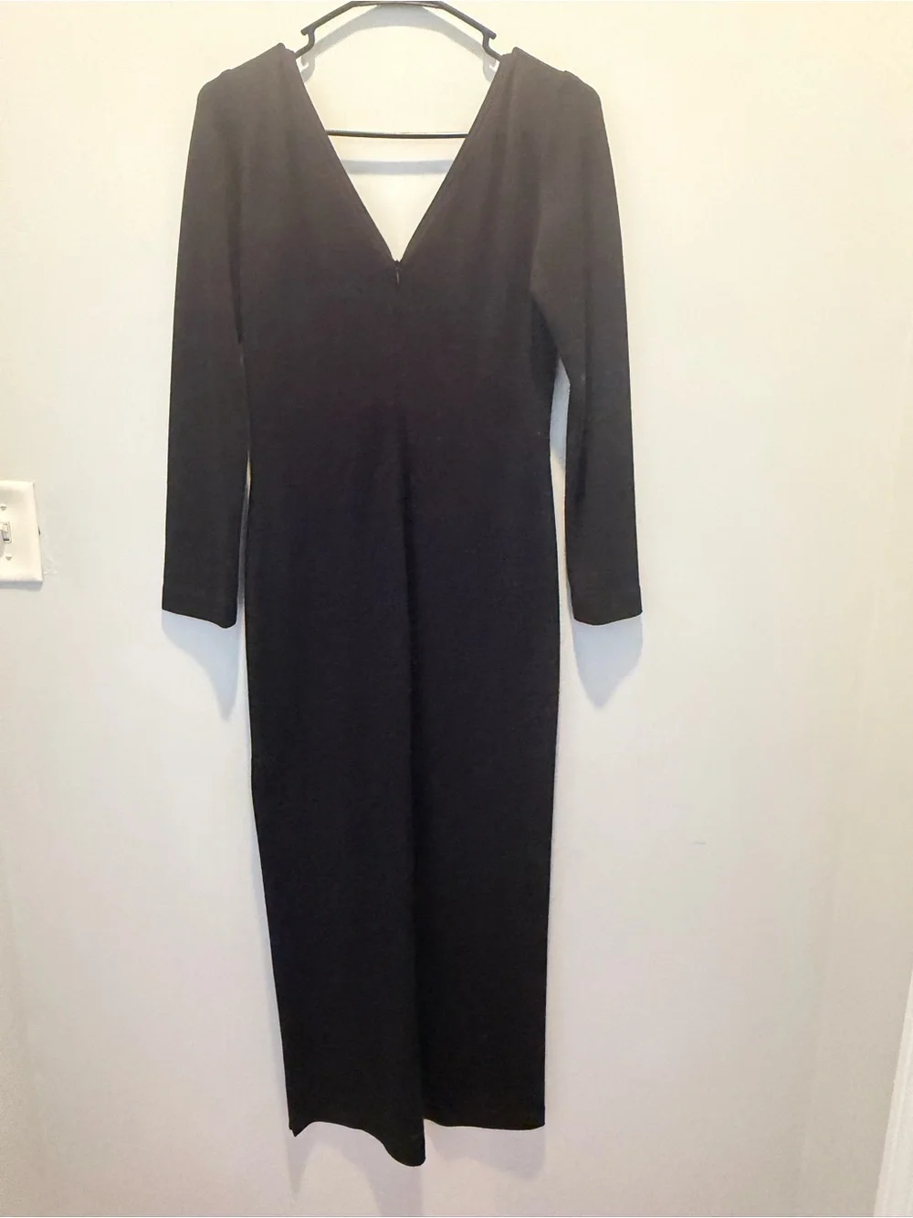 Linda Allard Ellen Tracy 100% Wool Vintage V-Neck Midi Dress with Long Sleeves - Picture 5 of 7